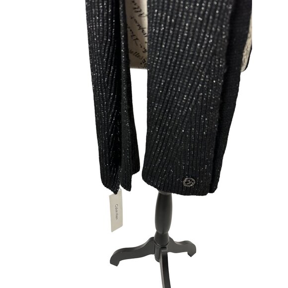 Calvin Klein Women's Metallic Ribbed Scarf, Black, One Size - Picture 3 of 4